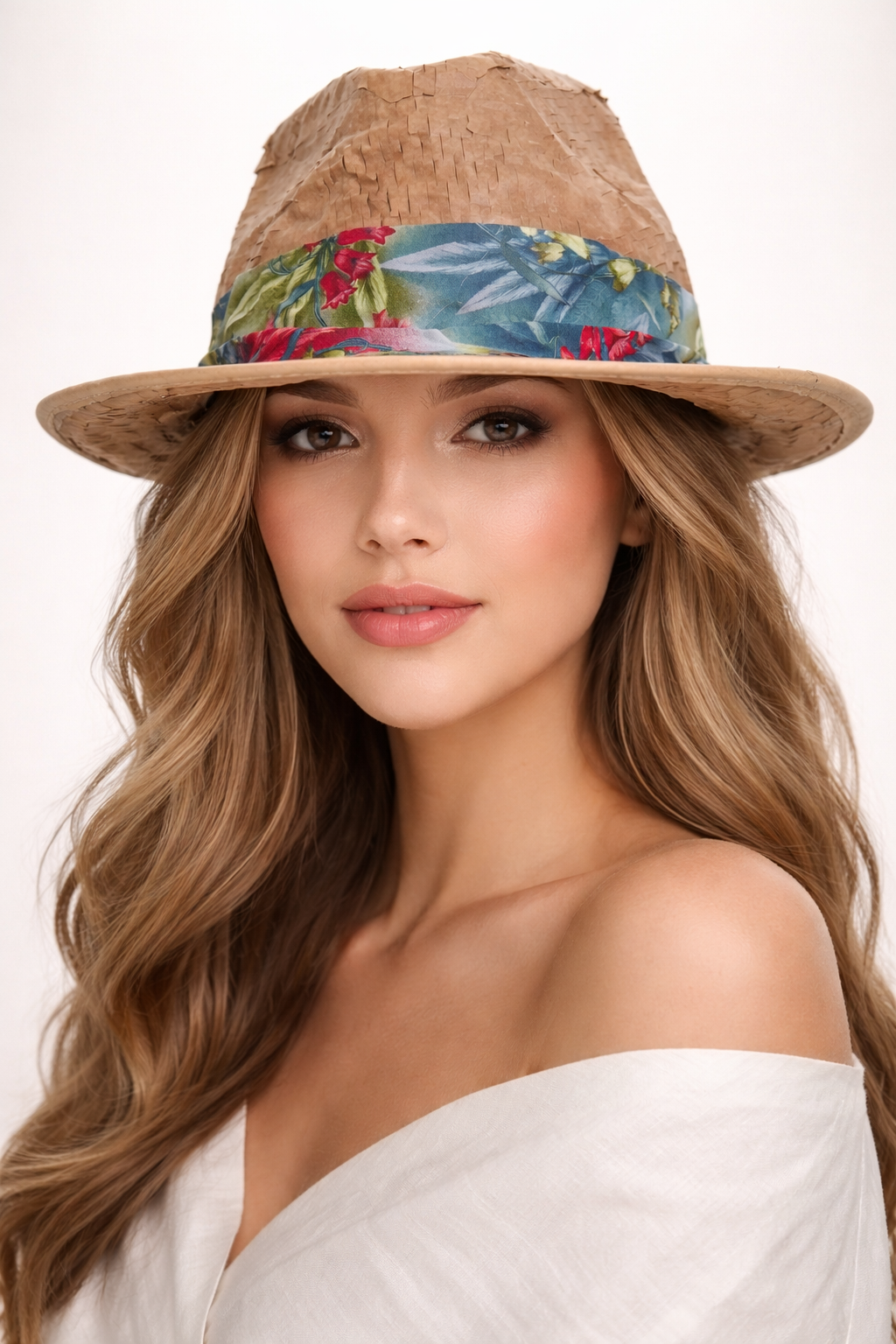 Fashion portrait with straw hat
